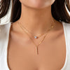 Jewelry Metal Organic Glass Heartshaped Geometric Doublelayer Microinlaid Electroplated Ochain Necklace For Women