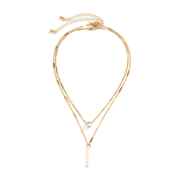 Jewelry Metal Organic Glass Heartshaped Geometric Doublelayer Microinlaid Electroplated Ochain Necklace For Women