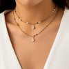Jewelry Metal Organic Glass Heartshaped Geometric Doublelayer Microinlaid Electroplated Ochain Necklace For Women