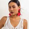 Jewelry Metal Petal Flower Baking Varnish Women's Tassel Earrings