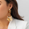 Jewelry Metal Petal Flower Baking Varnish Women's Tassel Earrings