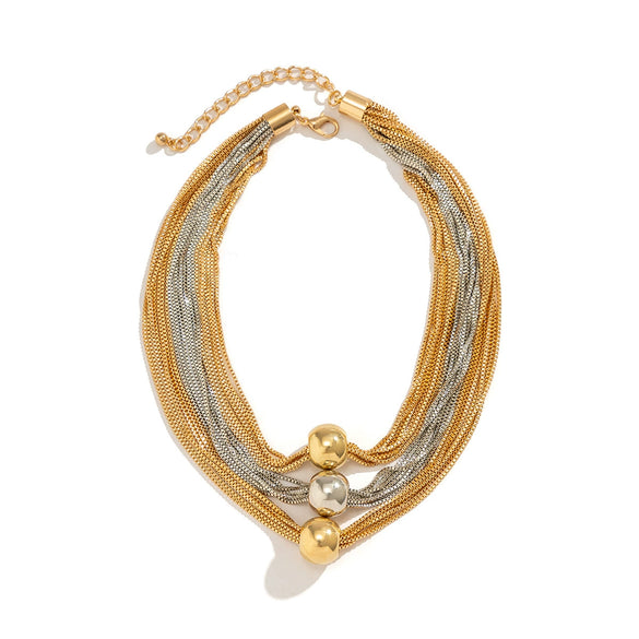 Jewelry Metal Plastic Geometric Ball Pendant Necklace Electroplated Box Chain Women