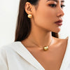 Jewelry Metal Plastic Snake Bone Chain Geometric Ball Clavicle Necklace For Women Electroplated Punk Style