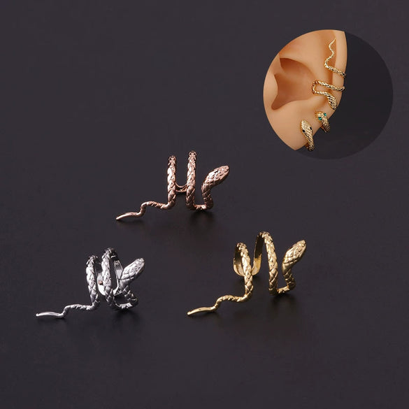 Jewelry Metal Punk Snakeshaped Electroplated Women's Ear Clip Earrings