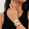 Jewelry Metal Punk Wide Face Hollow Cross Opening Bracelet With Electroplating