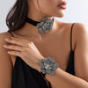 Jewelry Metal Rhinestone Imitation Pearl Flannel Choker Necklace With Geometric And Flower Pattern Electroplating For Women