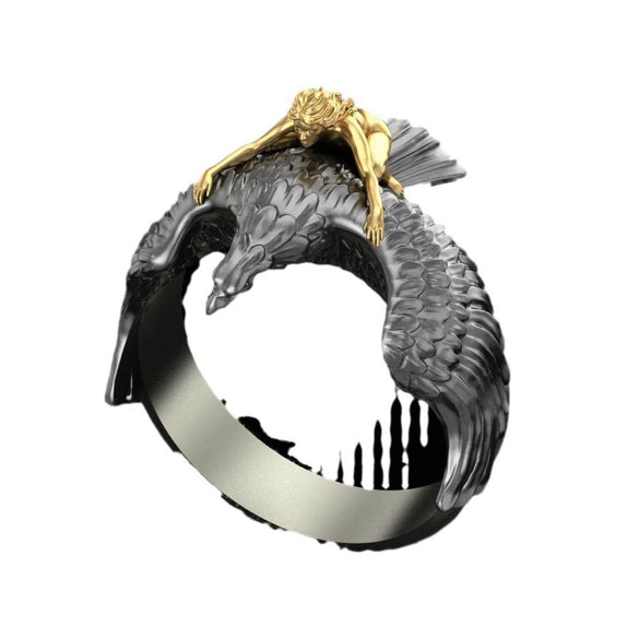 Jewelry Metal Ring With Flying Eagle Cartoon Characters Unisex Electroplated