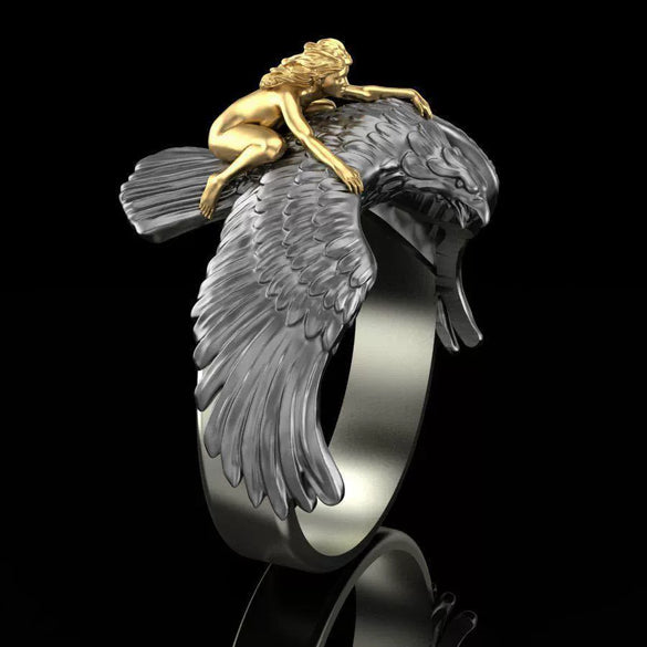 Jewelry Metal Ring With Flying Eagle Cartoon Characters Unisex Electroplated