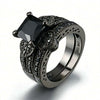 Jewelry Metal Ring With Inlaid Black Zircon Leaves Geometric Style Electroplating