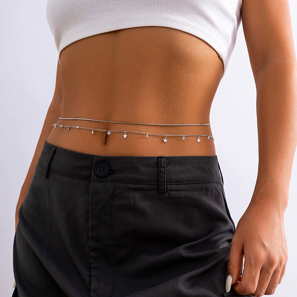 Jewelry Metal Sequin Geometric Pendant Body Chain Waist Chain Set For Women Minimalist Style