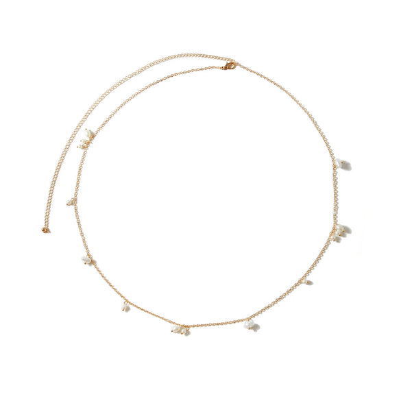 Jewelry Metal Simple Thin Chain Body Chain Waist Chain Irregular Imitation Pearl Tassel Allmatch For Women