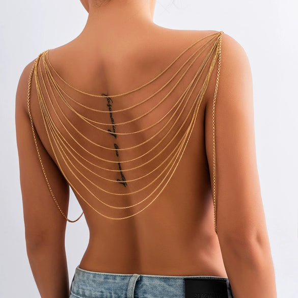 Jewelry Metal Snake Bone Chain Geometric Tassel Body Chain For Women Electroplated