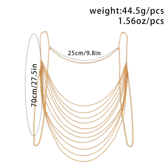 Jewelry Metal Snake Bone Chain Geometric Tassel Body Chain For Women Electroplated