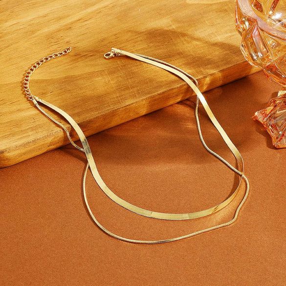 Jewelry Metal Snake Bone Chain With Wave And Geometric Pattern Electroplated For Women