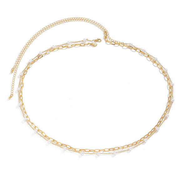 Jewelry Metal Stacked Chain Tassel Star Moon Rhinestone Waist Chain Butterfly Imitation Pearl Body Chain For Women