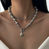 Jewelry Metal Star Shape Pendant Choker Necklace For Women Iron Chain And Alloy Material Ball Chain Style Minimalist Design