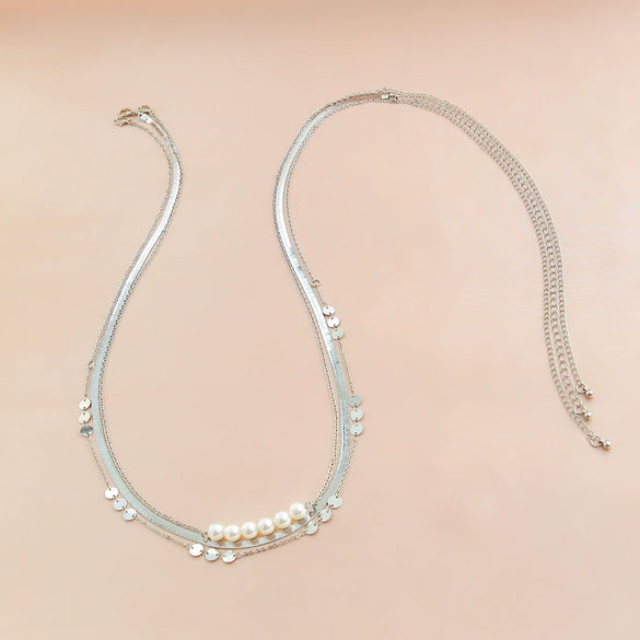 Jewelry Metal Style Snake Bone Waist Chain With Imitation Pearl And Multiple Circles