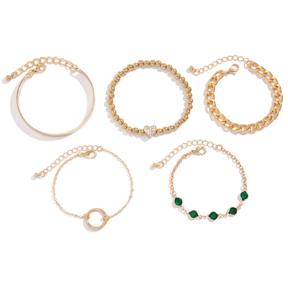 Jewelry Metal Style Stacked Chain Heart Shape Geometric Love Fashion Women's Bracelet Iron Ccb Aluminum Chain Alloy Zircon Electroplated