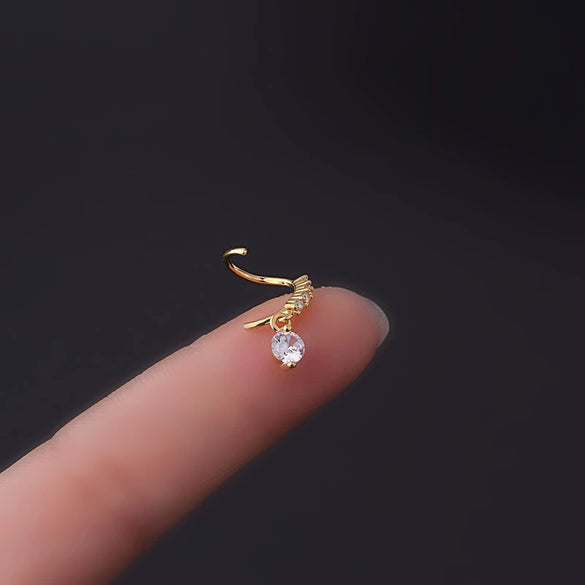 Jewelry Metal Water Drop Zircon Pendant Nose Ring Geometric Electroplating Women's