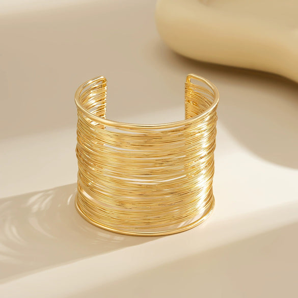 Jewelry Metallic Irregular Open Convex Bracelet Electroplating