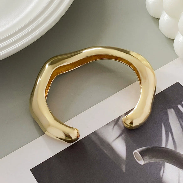Jewelry Metallic Irregular Open Convex Bracelet Electroplating