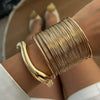 Jewelry Metallic Irregular Open Convex Bracelet Electroplating
