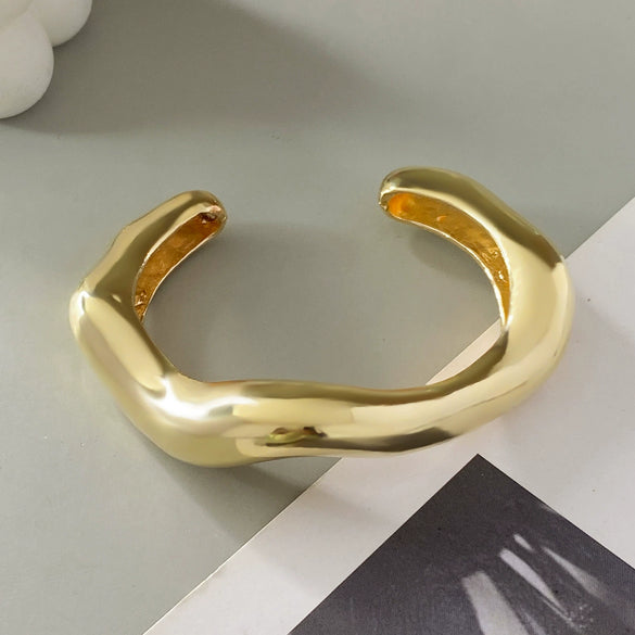Jewelry Metallic Irregular Open Convex Bracelet Electroplating