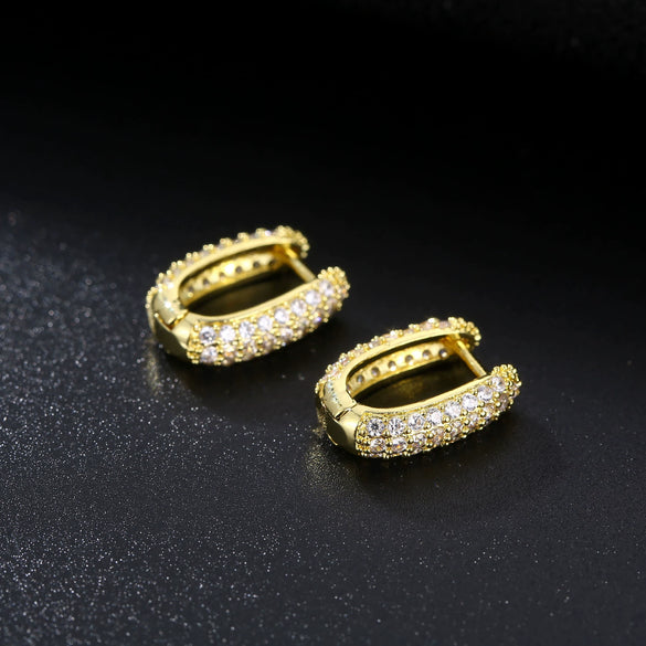 Jewelry Microinlaid Zircon Environmental Protection Copper Geometric Style Ear Buckle Earrings