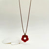 Jewelry Minimalist Dark Red Acrylic Flower Pendant Necklace Electroplated Stainless Steel