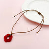 Jewelry Minimalist Dark Red Acrylic Flower Pendant Necklace Electroplated Stainless Steel