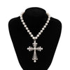 Jewelry Multi Layer Imitation Pearl And Alloy Cross Clavicle Chain With Geometric Design And Electroplating Treatment