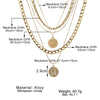 Jewelry Multilayer Round Pendant Necklace Alloy Geometric Electroplating Unisex