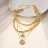 Jewelry Multilayer Round Pendant Necklace Alloy Geometric Electroplating Unisex