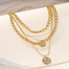 Jewelry Multilayer Round Pendant Necklace Alloy Geometric Electroplating Unisex