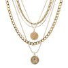 Jewelry Multilayer Round Pendant Necklace Alloy Geometric Electroplating Unisex