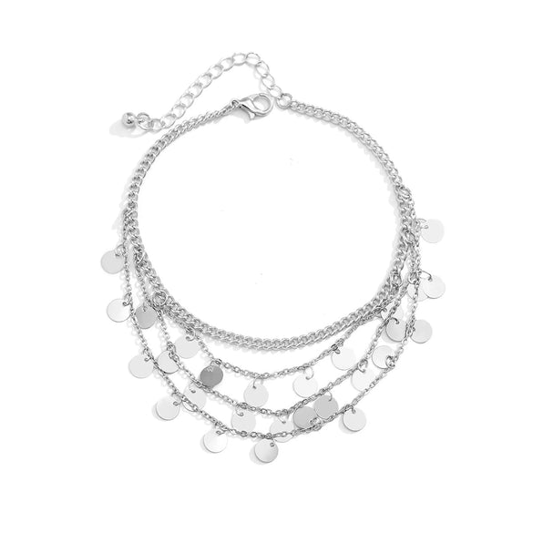 Jewelry Multilayer Sequin Star Tassel Ushaped Metal Chain Anklet Women's Geometric