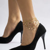 Jewelry Multilayer Sequin Star Tassel Ushaped Metal Chain Anklet Women's Geometric