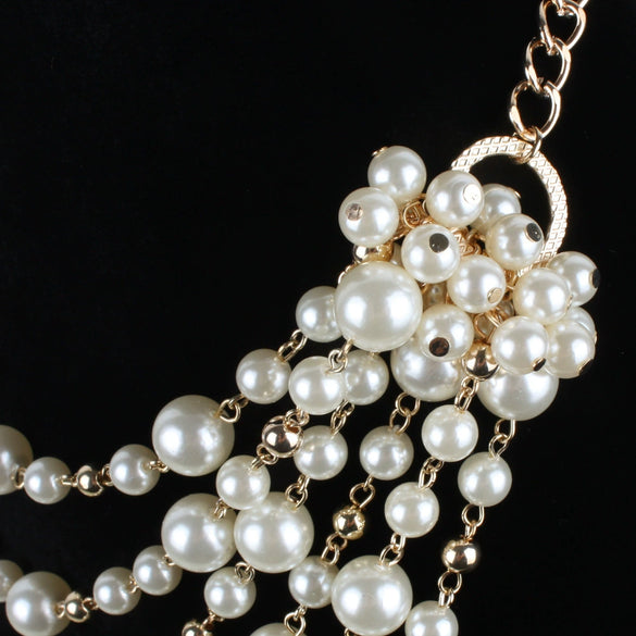 Jewelry Multilayered Imitation Pearl Necklace Snake Bone Chain Pearlescent Treatment French Retro Geometric Animal Zodiac Women's