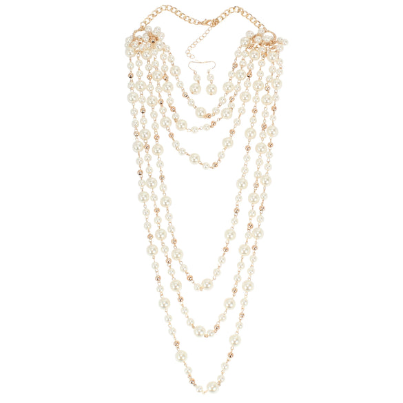 Jewelry Multilayered Imitation Pearl Necklace Snake Bone Chain Pearlescent Treatment French Retro Geometric Animal Zodiac Women's