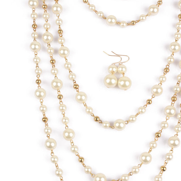 Jewelry Multilayered Imitation Pearl Necklace Snake Bone Chain Pearlescent Treatment French Retro Geometric Animal Zodiac Women's
