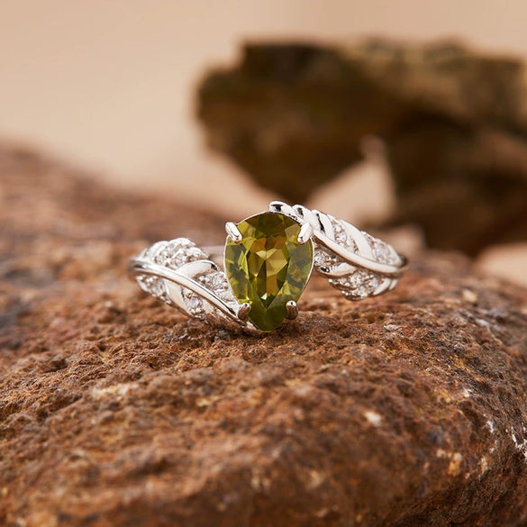 Jewelry Natural Citrine Ring S925 Sterling Silver Inlaid With Topaz Garnet Amethyst Open Leaf Shape Little Fresh Style Set With Crystal For Women