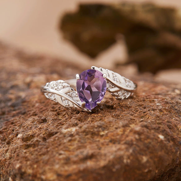 Jewelry Natural Citrine Ring S925 Sterling Silver Inlaid With Topaz Garnet Amethyst Open Leaf Shape Little Fresh Style Set With Crystal For Women