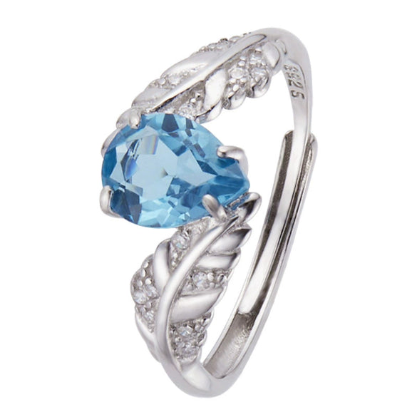 Jewelry Natural Citrine Ring S925 Sterling Silver Inlaid With Topaz Garnet Amethyst Open Leaf Shape Little Fresh Style Set With Crystal For Women