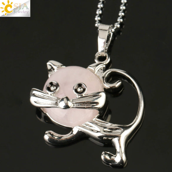 Jewelry Natural Crystal Alloy Pendant Necklace With Animal Pattern For Ladies Minimalist Style