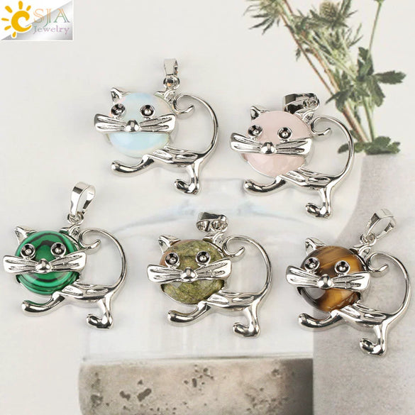 Jewelry Natural Crystal Alloy Pendant Necklace With Animal Pattern For Ladies Minimalist Style