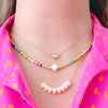 Jewelry Natural Freshwater Pearl And Organic Glass Beaded Handwoven Geometric Style Necklace For Women