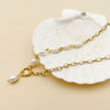 Jewelry Natural Freshwater Pearl Pendant O Shaped Necklace Stainless Steel Electroplated For Women