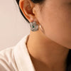 Jewelry Natural Malachite Stainless Steel Retro Palace Style Hammered Electroplated