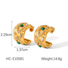 Jewelry Natural Malachite Stainless Steel Retro Palace Style Hammered Electroplated