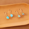 Jewelry Natural Semiprecious Stone Fanshaped Water Drop Ear Hook Elegant Retro Earrings For Women